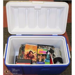 COLEMAN COOLER WITH MEDIA AND CONTENTS