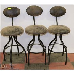 SET OF 3 METAL BAR STOOLS