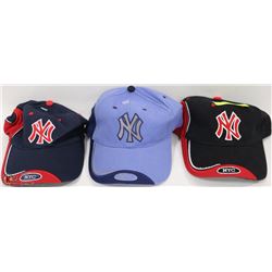 LOT OF 3 NYC BALLCAPS - SIZE ADJUSTABLE