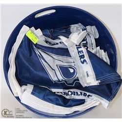 BIN WITH OVER 50 OILER FLAGS