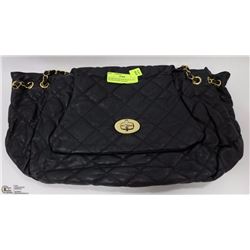 PICABO BLACK QUILTED PATTERN W/ GOLD CHAIN ACCENT