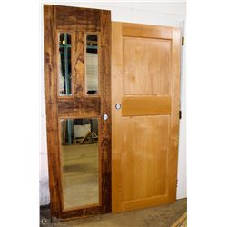 LOT OF 2 ASST WOOD DOORS, ONE HAS MIRRORS ON OTHER