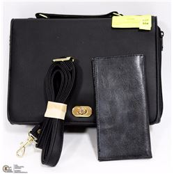 BLACK LEATHER CROSSBODY PURSE