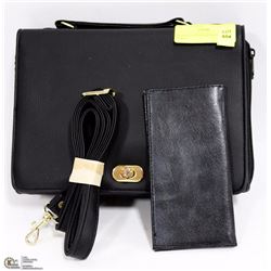 BLACK LEATHER CROSSBODY PURSE