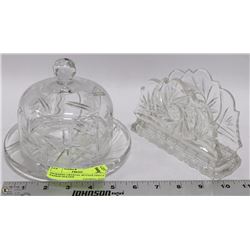 PINWHEEL CRYSTAL BUTTER DISH & NAPKIN HOLDER
