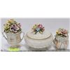 Image 1 : SET OF 3 FLOWER LIDDED DISHES - MADE IN ITALY