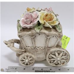 CAPODIMONTE FLOWERED STAGE COACH MADE IN ITALY