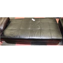BLACK LEATHERETTE OVERSIZED OTTOMAN