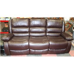 NEWMARTIN BROWN LEATHERETTE RECLINING SOFA