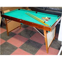 GENDRON WOOD POOL TABLE WITH POOL CUES AND