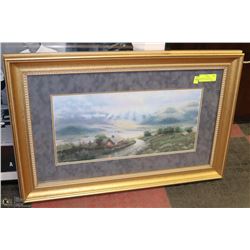 FRAMED MATTED THOMAS KINKADE OCEAN FRONT PRINT