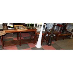 SET OF 4 WOOD & GLASS TABLE SET - SOFA