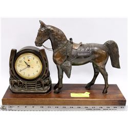 VINTAGE BRASS HORSE CLOCK