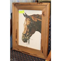 VINTAGE SHARON BLAINE HORSE HEAD FRAMED PICTURE