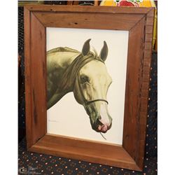 VINTAGE SHARON BLAINE HORSE HEAD PICTURE 17"X21"