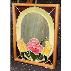 VINTAGE ART GLASS MIRROR  17"X13"