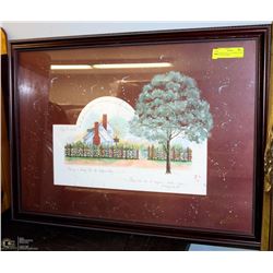 FRAMED PRINT BY D. MORGAN 1993, CUSTOM FRAMED