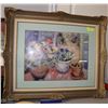 Image 1 : LARGE FRAMED MATTED FLOWERS IN POTS PRINT BY