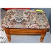 Image 1 : VINTAGE WOOD AND CLOTH STOOL WITH TOP STORAGE