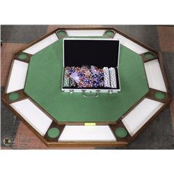 POKER TABLE W/GAME CASE (CARDS AND CHIPS)