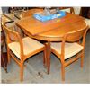 Image 1 : ROUND TEAK TABLE WITH LEAF AND 3 CHAIRS