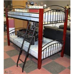 NEW WOOD AND METAL SINGLE SIZE BUNKBED-MATTRESSES