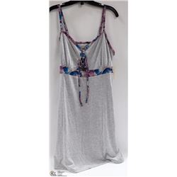 LADIES TANK DRESS GREY WITH MOSAIC TRIM SIZE X