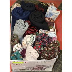 LARGE BOX OF ASSORTED FABRIC REMNANTS