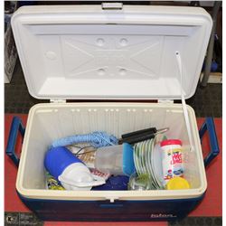 BLUE & WHITE IGLOO 54 COOLER W/CAMPING