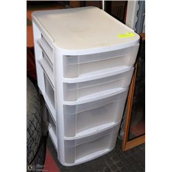 4 DRAWER PLASTIC STORAGE CONTAINER ON WHEELS
