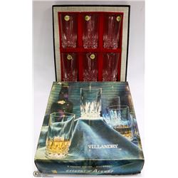 VINTAGE 24% LEAD CRYSTAL 6 PIECE VILLANDRY GLASS S