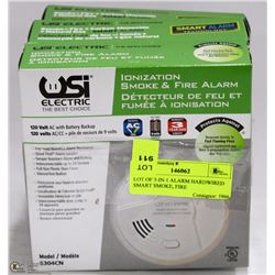 LOT OF 3-IN-1 ALARM HARDWIRED SMART SMOKE, FIRE