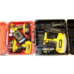 DEWALT 18V 2" BRAD NAILER & 2 DRILLS W/ 3