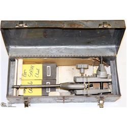 TOOL BOX W/ VINTAGE DOOR JIG HOLE SAW AND KIT