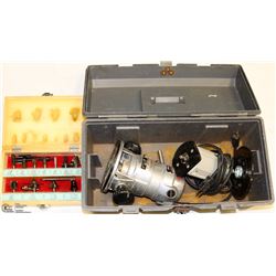 TOOL BOX W/ TUBE ROUTERS & WOOD BIT SET