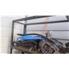 Image 14 : Qty 2 Rolling Shelves and Cart w/ Contents: Engines, Parts, Rims, Etc.