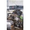 Image 16 : Qty 2 Rolling Shelves and Cart w/ Contents: Engines, Parts, Rims, Etc.