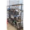 Image 1 : Qty 2 Rolling Shelves and Cart w/ Contents: Engines, Parts, Rims, Etc.