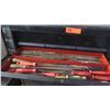 Image 8 : Black Tool Box w/ Contents: Tap and Die Chisels, etc.