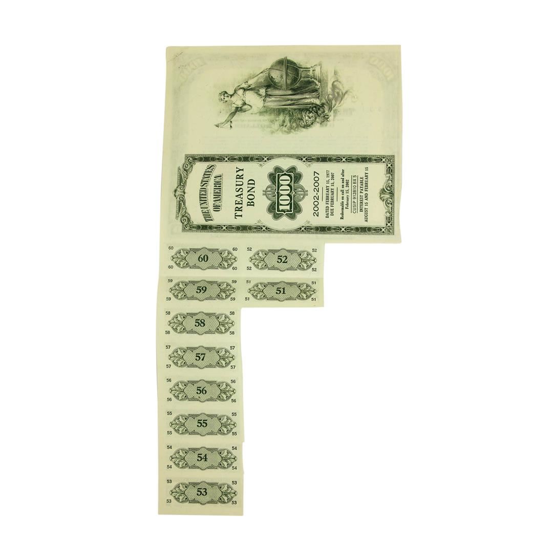 1977 1,000 Treasury Bonds 10 Coupons