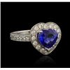 Image 2 : 14KT White Gold 3.03ct Blue Sapphire and Diamond Ring