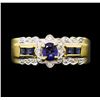 Image 1 : 18KT Yellow Gold 0.50ctw Sapphire and Diamond Ring