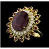 Image 2 : 14KT Yellow Gold 14.25ctw Ruby and Diamond Ring