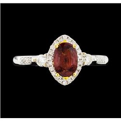 18KT White Gold 1.08ct Orange Sapphire and Diamond Ring