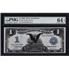 Image 1 : 1899 $1 Black Eagle Silver Certificate Note PMG 64EPQ