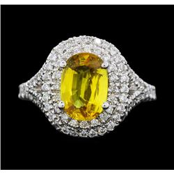 14KT White Gold 2.50ct Yellow Sapphire and Diamond Ring