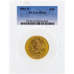 1901-S $10 Liberty Head Eagle Gold Coin PCGS MS63