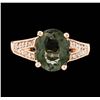 Image 1 : 14KT Rose Gold 2.97ct Green Tourmaline and Diamond Ring