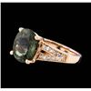 Image 2 : 14KT Rose Gold 2.97ct Green Tourmaline and Diamond Ring