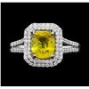 Image 1 : Platinum 2.01ct Yellow Sapphire and Diamond Ring